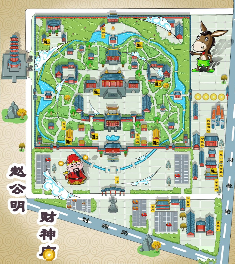 康乐寺庙类手绘地图